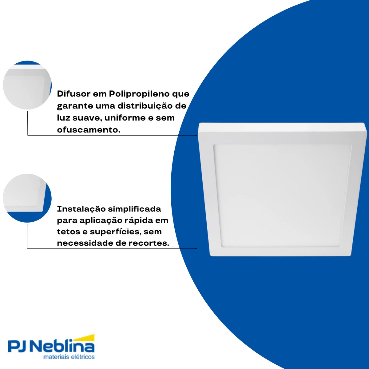 Luminária Plafon Led Sobrepor Quadrado Branco 18W Bivolt 6500K Branco Frio 1440Lm Difusor Polipropileno - Ledvance