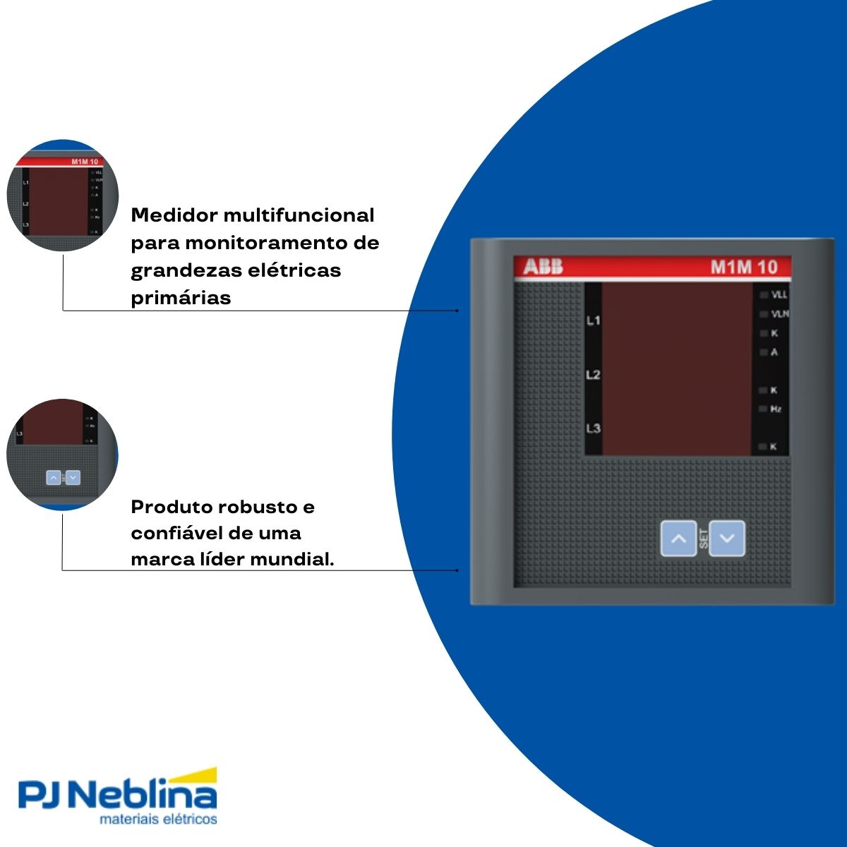 Medidor Grandezas Eletricas V, I, F, 80-300vca/vcc