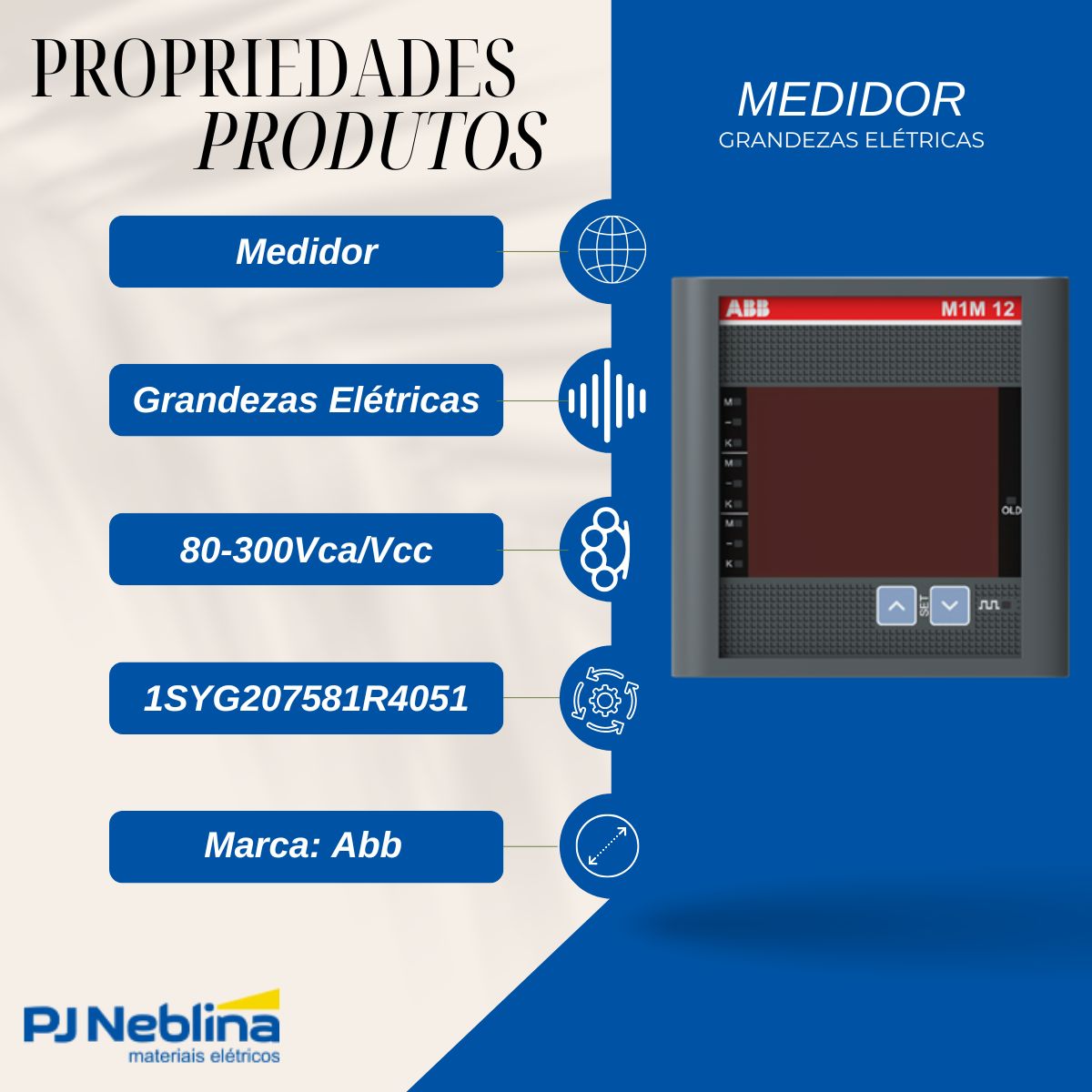 Medidor Grandezas Eletricas V, I, F, Pa, Ea, Fp, 80-300vca/v