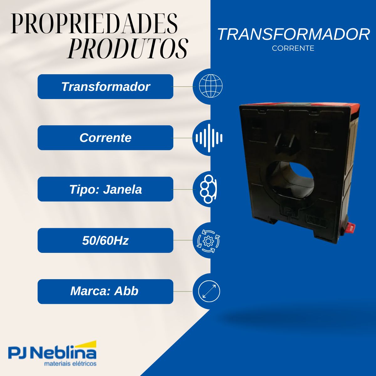 Transformador Corrente Janela 200/5a 4,5va Classe 0,6 0,6kv