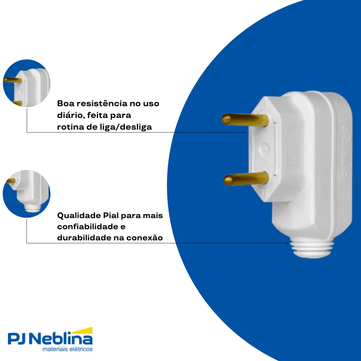 Plug Macho 2p 10a 250v Bc Lateral 90g