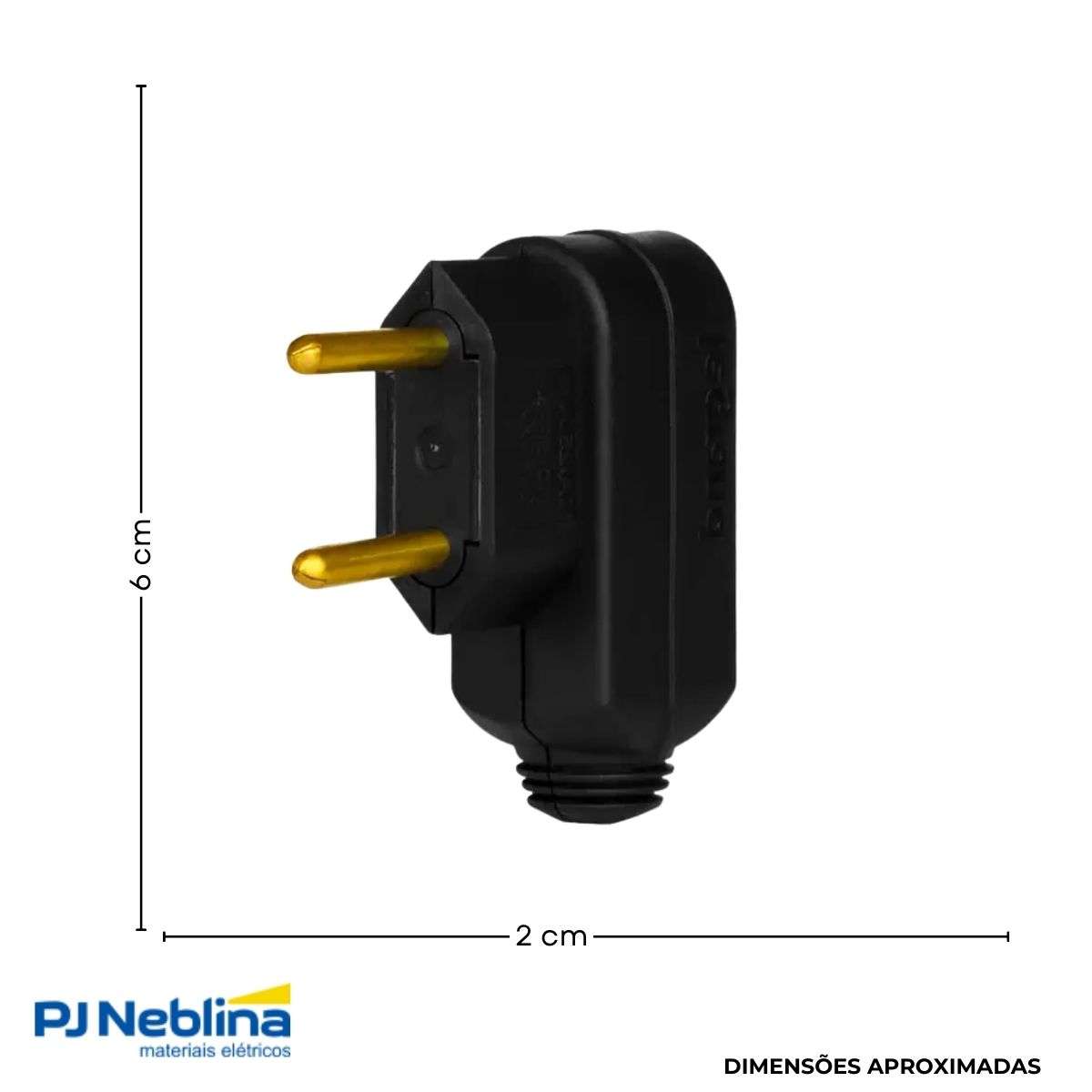 Plug Macho 2p 10a 250v Pt Lateral 90g