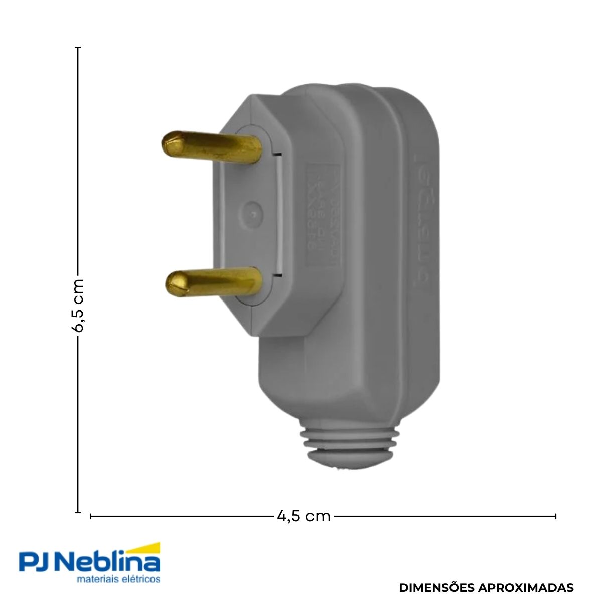 Plug Macho 2p 10a 250v Cz Lateral 90g