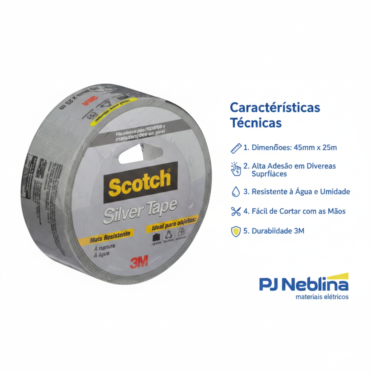 Fita Silver Tape Scotch 45Mmx25M - 3M do Brasil
