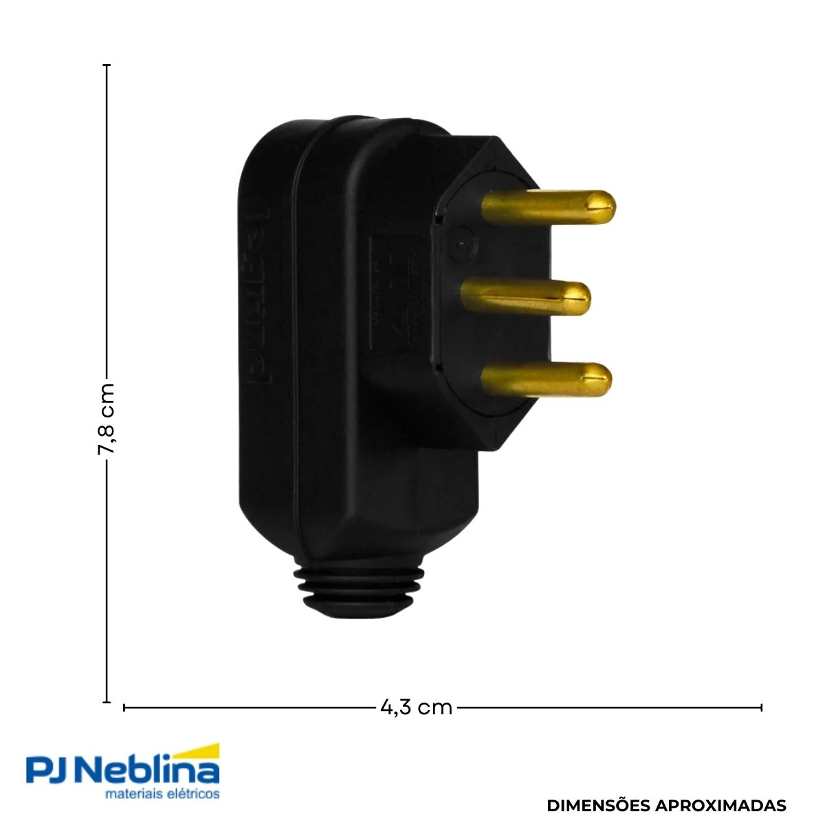 Plug Macho 2P+T 10A 250V Preto Axial - Pial