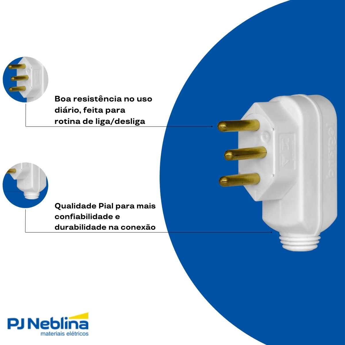 Plug Macho 2p+t 10a 250v Bc Lateral
