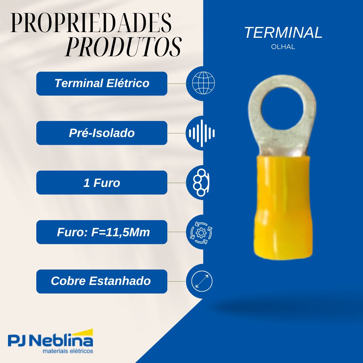 Terminal Olhal 25mm (4awg) Pre-isolado Am 1 Furo F=11,5mm 7/