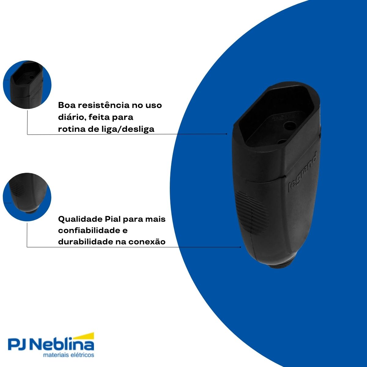 Plug Femea 2p+t 10a 250v Pt Axial