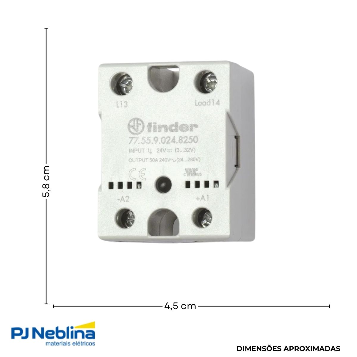 Relé Estado Sólido Monofásico Entr 3-32Vcc Saída 24-240V 50A - Finder