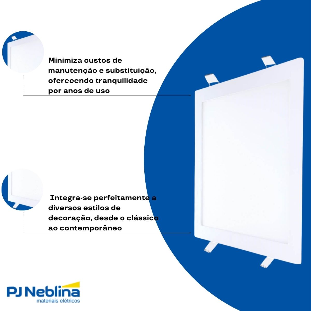 Luminária Painel Led Embutir Quadrado Branco 30W Bivolt 6500K Branco Frio 2400Lm - Avant