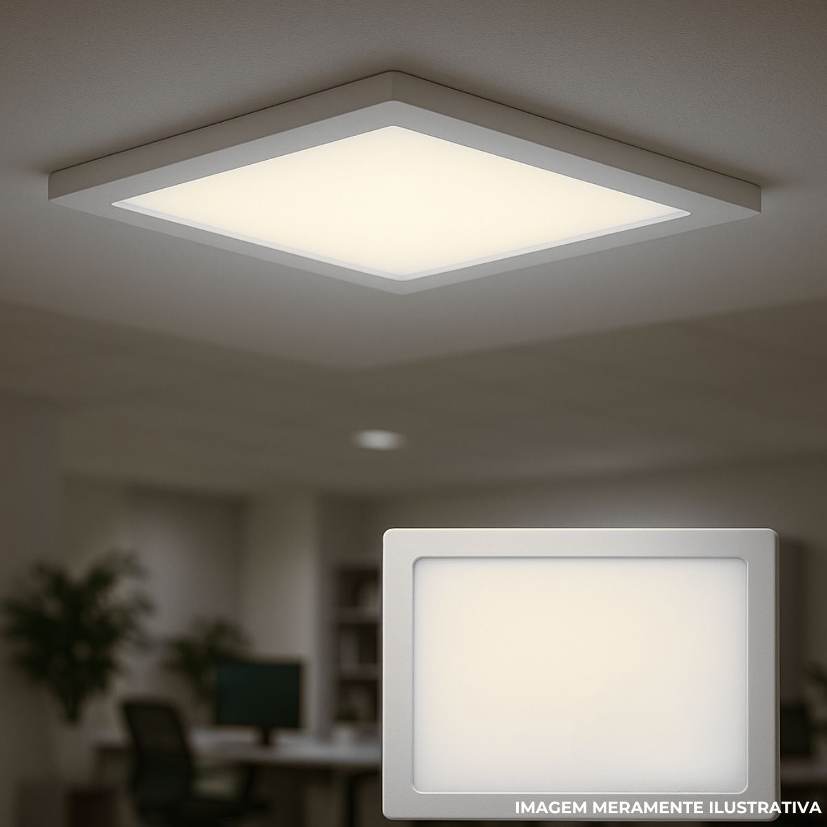 Luminária Painel Led Embutir Quadrado Branco 34W Bivolt 4000K Branco Neutro 4260Lm - Philips