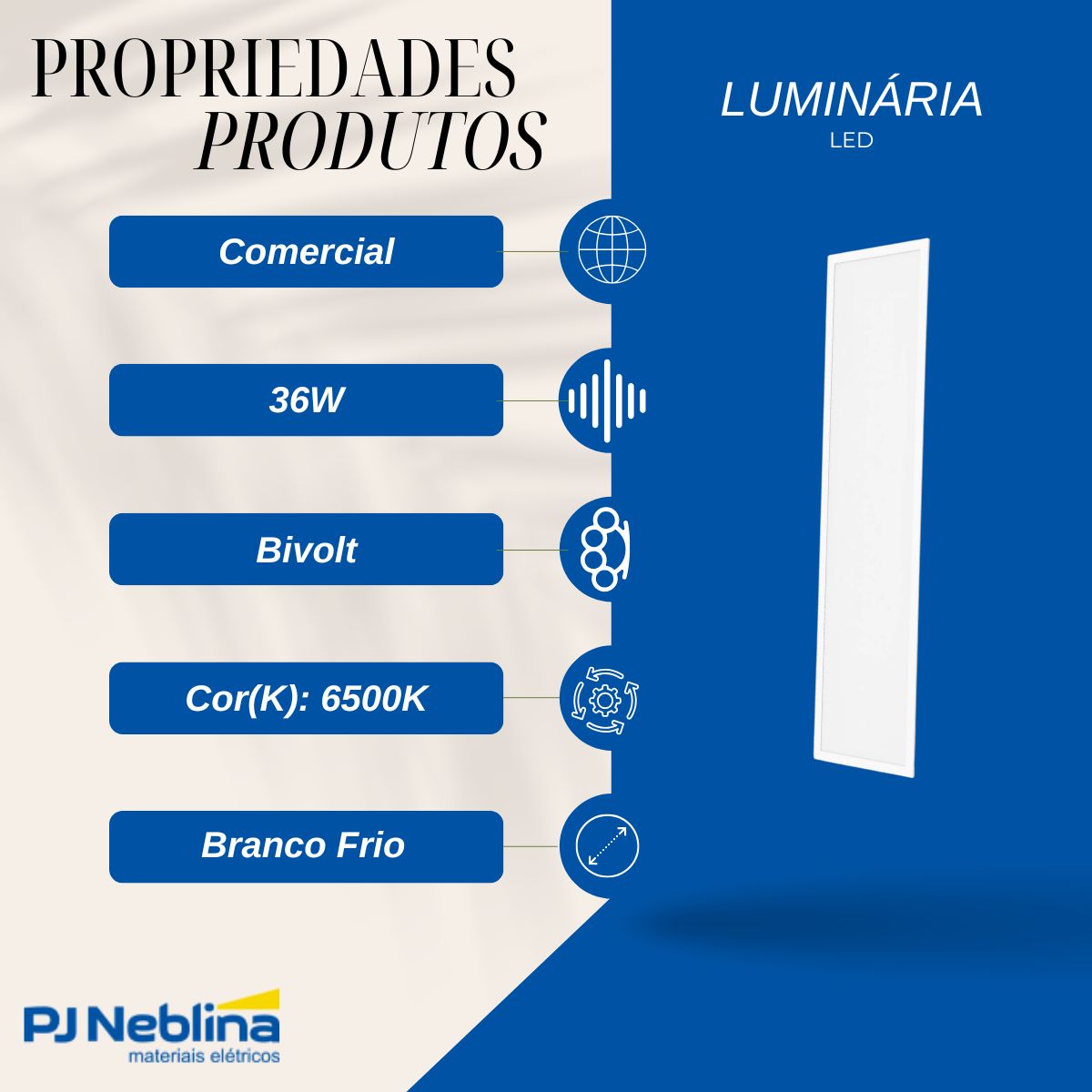 Luminária Painel Led Embutir Retangular Branco 36W Bivolt 6500K Branco Frio 3600Lm Difusor Poliestireno - Ledvance