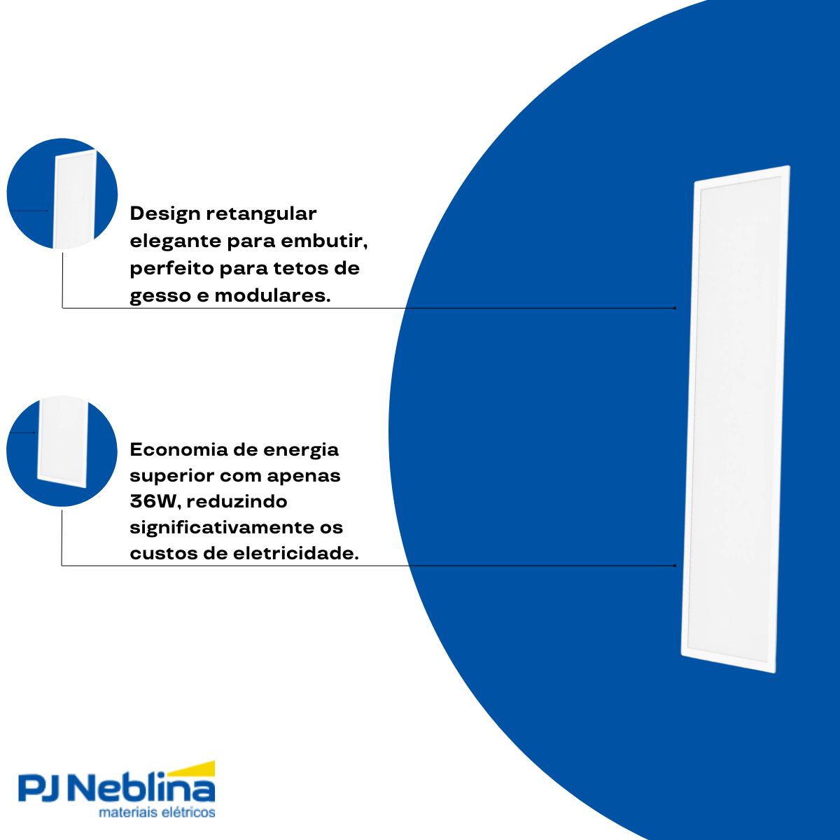 Luminária Painel Led Embutir Retangular Branco 36W Bivolt 6500K Branco Frio 3600Lm Difusor Poliestireno - Ledvance