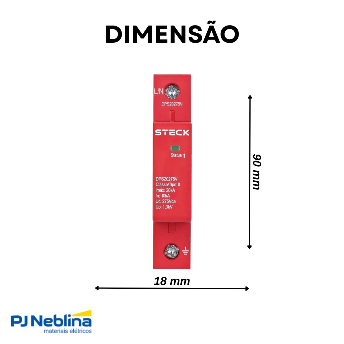 Protetor Surto Dps Monobloco 275V 20Ka Vermelho Classe Ii Com Cartucho - Steck