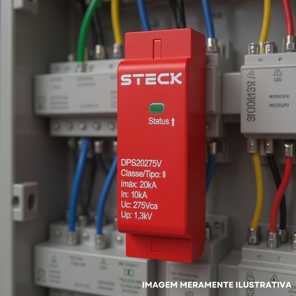 Protetor Surto Dps Monobloco 275V 20Ka Vermelho Classe Ii Com Cartucho - Steck