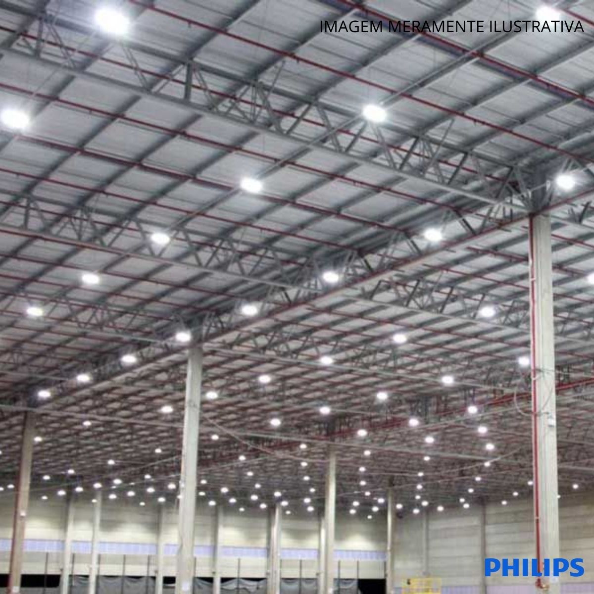 Luminária Industrial Highbay Led Sobrepor Cinza 150W 120-277V Luz Branca 6500K Facho Aberto - Philips