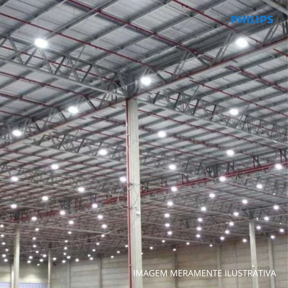 Luminária Industrial Highbay Led Sobrepor Cinza 200W 120-277V Luz Branca 6500K Facho Aberto - Philips