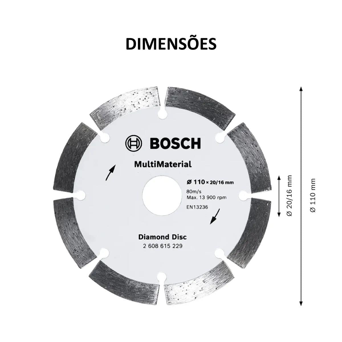 Disco Corte Diamantado MultiMaterial Segmentado 10Mm Bosch