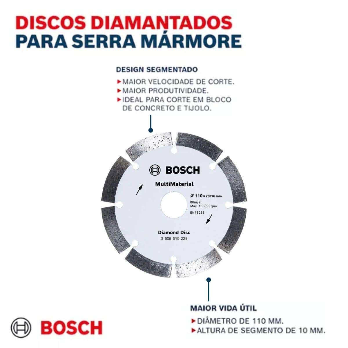 Disco Corte Diamantado MultiMaterial Segmentado 10Mm Bosch