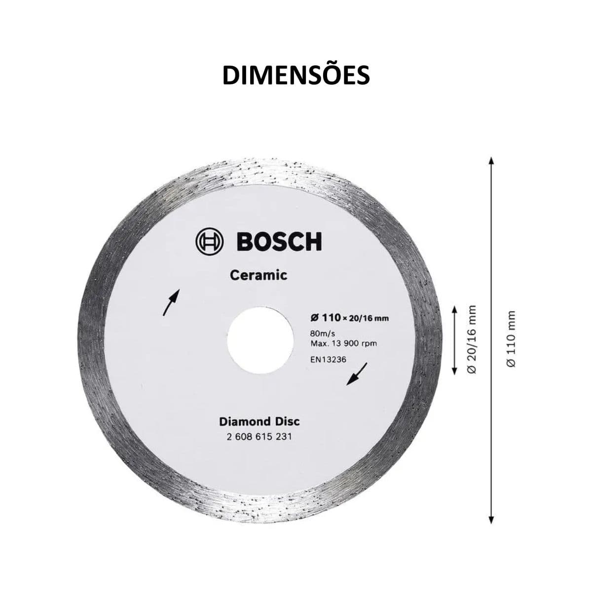 Disco Corte Diamantado Cerâmica Continuo 8Mm Bosch