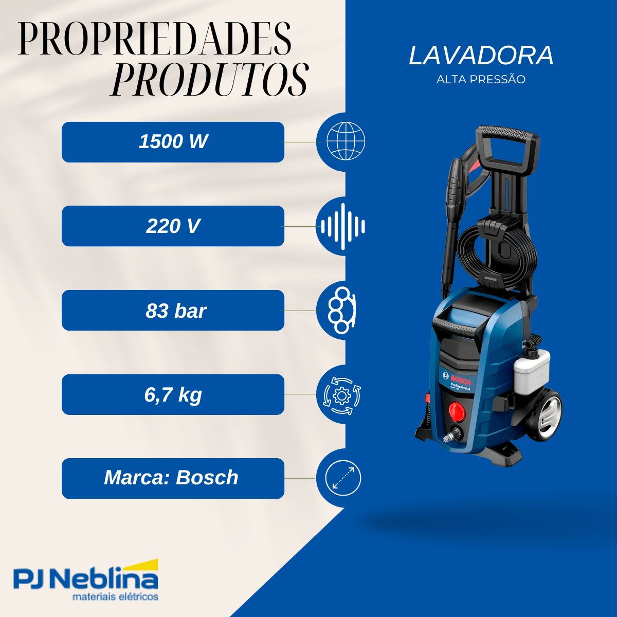 Lavadora Alta Pressão Ghp 180 240L/H 1500W 1800Psi/Libras 220V - Bosch