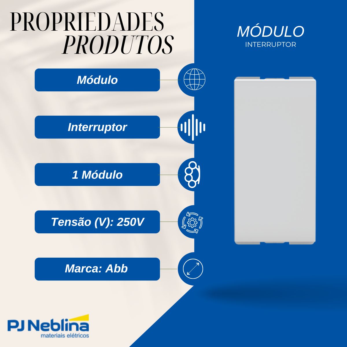 Modulo Interruptor Simples 1 Modulo 16A 250V Branco Origen - Abb