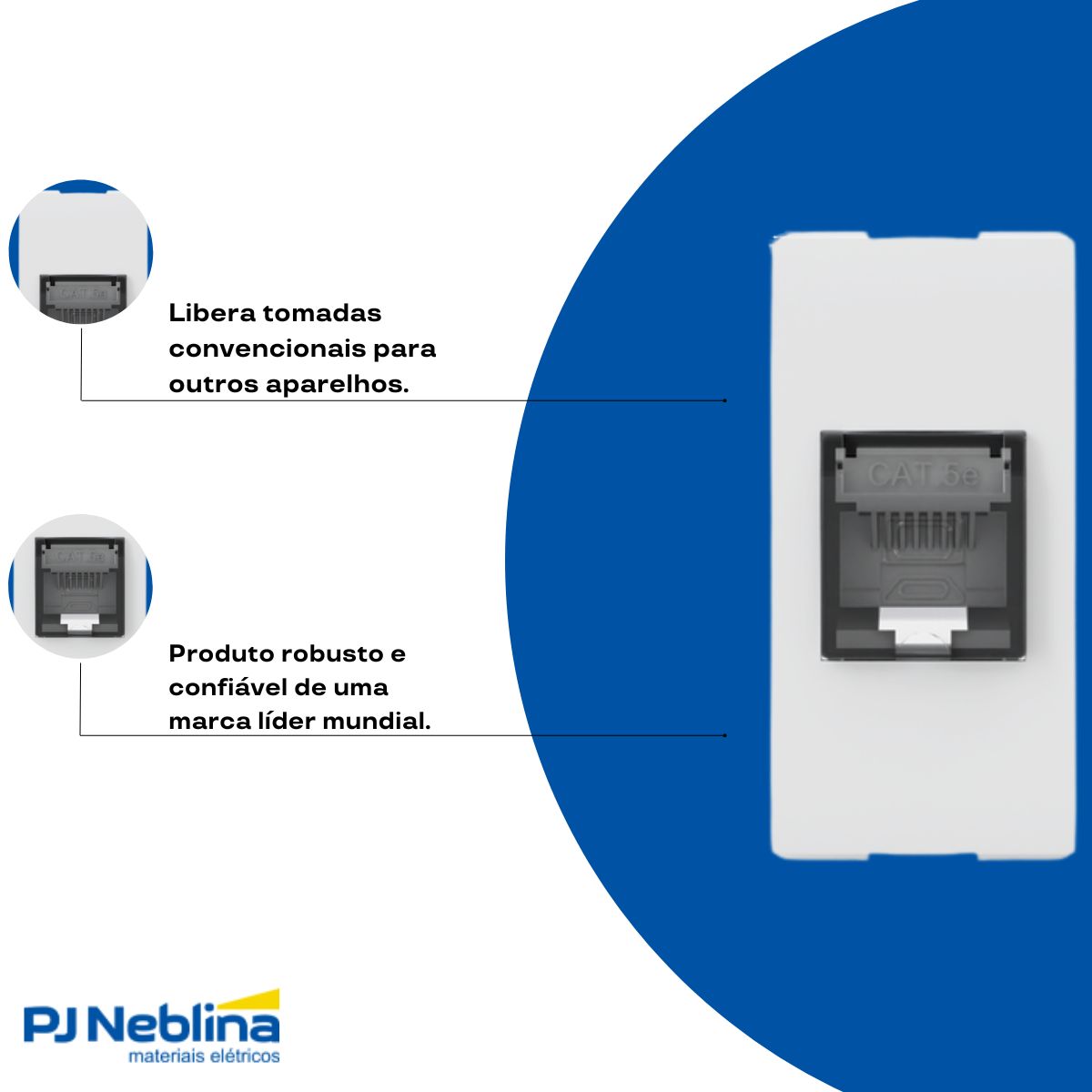 Módulo Tomada Rede Rj45 Cat5E (8 Fios) 1 Módulo Branco Origen - Abb
