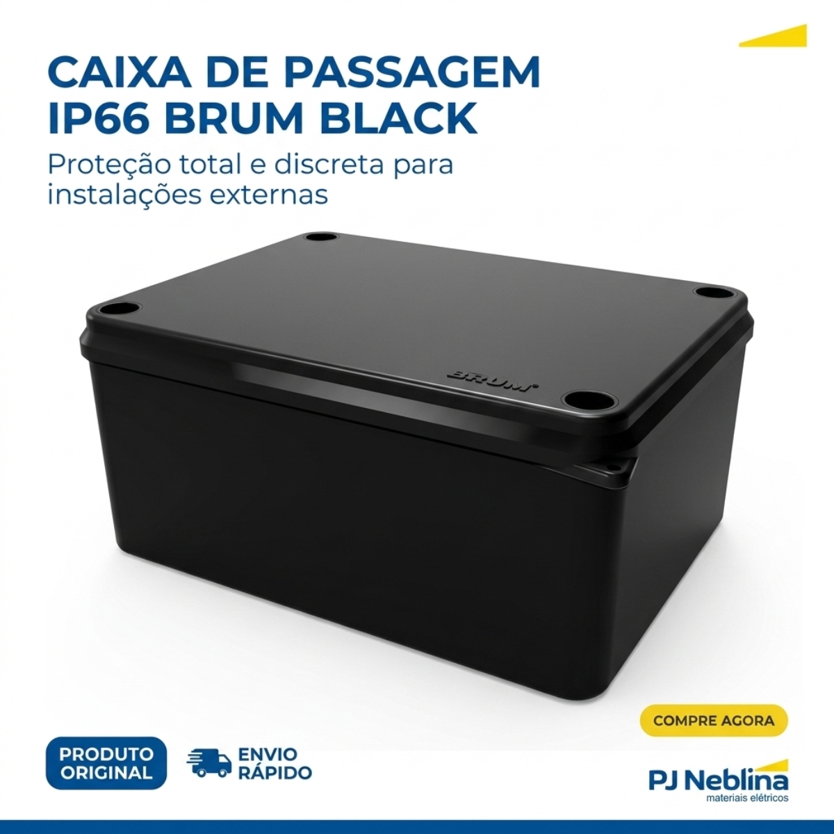 Caixa Passagem Termoplástica 150X110X70Mm Ip65 Preto - Brum