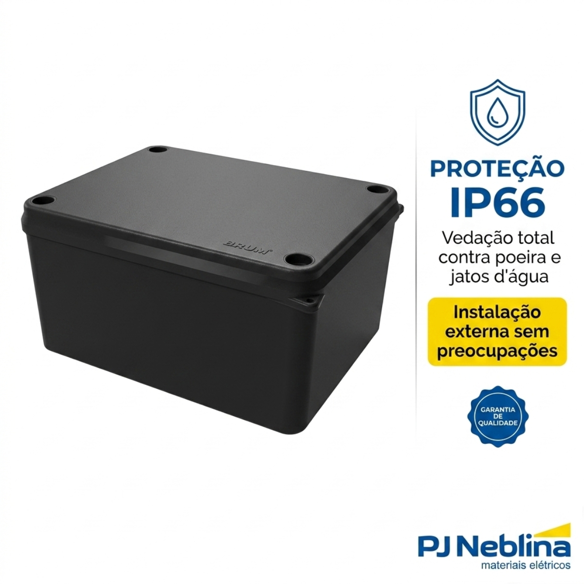 Caixa Passagem Termoplástica 150X110X70Mm Ip65 Preto - Brum