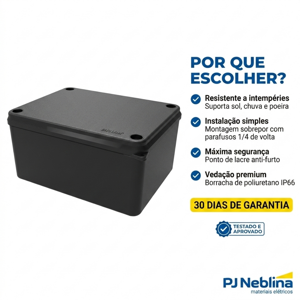 Caixa Passagem Termoplástica 150X110X70Mm Ip65 Preto - Brum