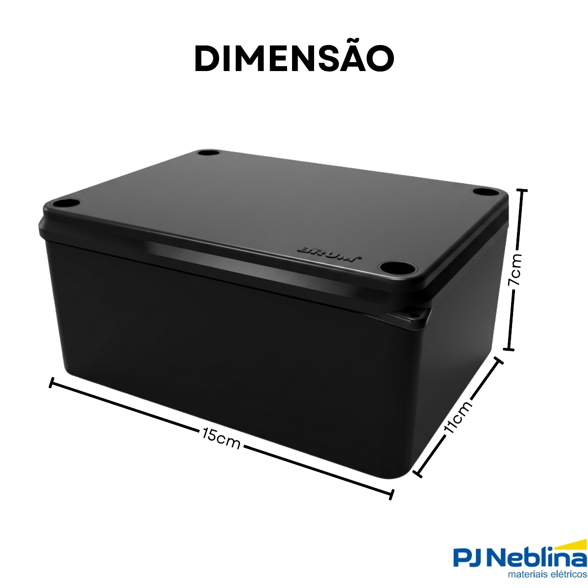 Caixa Passagem Termoplástica 150X110X70Mm Ip65 Preto - Brum