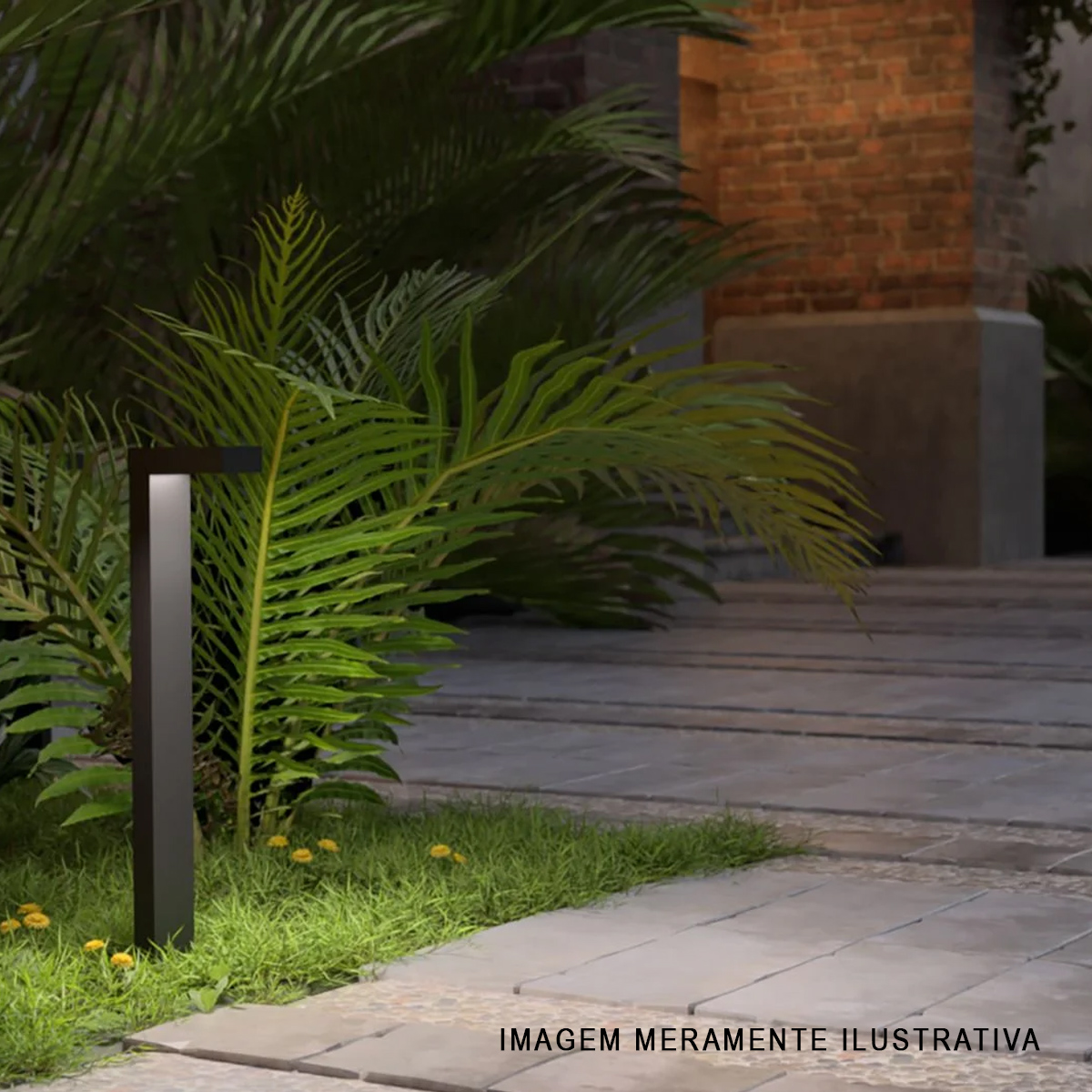 Luminária Espeto Led Jardim Quadrado Preto 10W Bivolt Âmbar 140x83mm Neo Avant