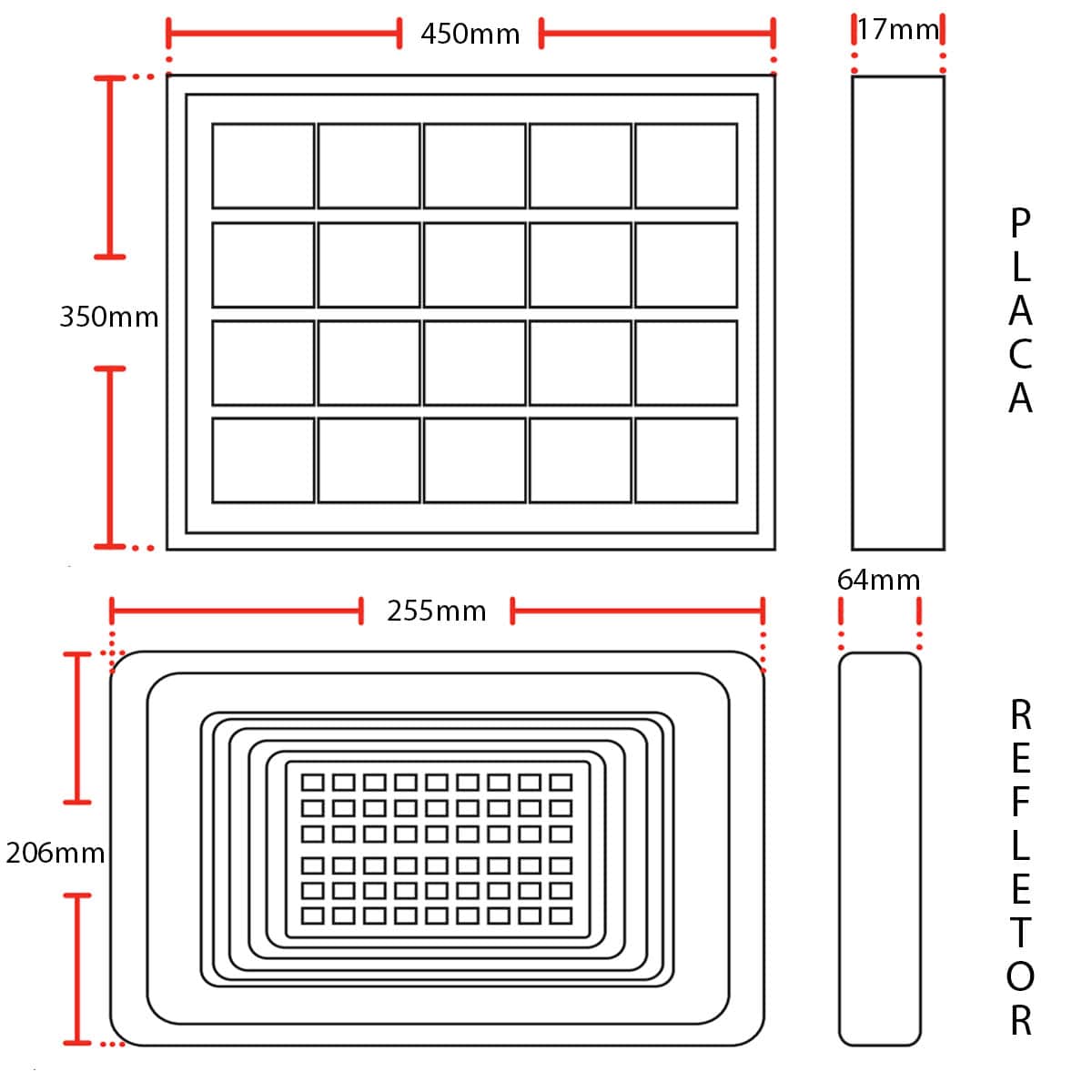 Refletor Solare Led Com Sensor Preto 60W Luz Branca 1350Lm - Avant