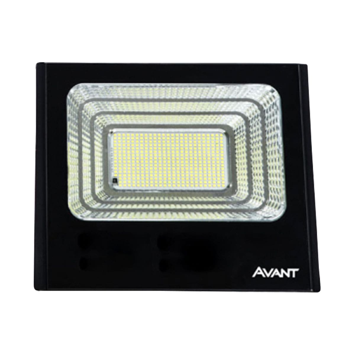 Luminária Refletor Solare Led Retangular Preto 100W 6500K Luz Branca 1800Lm 90G Com Painel/Sensor Presença Avant