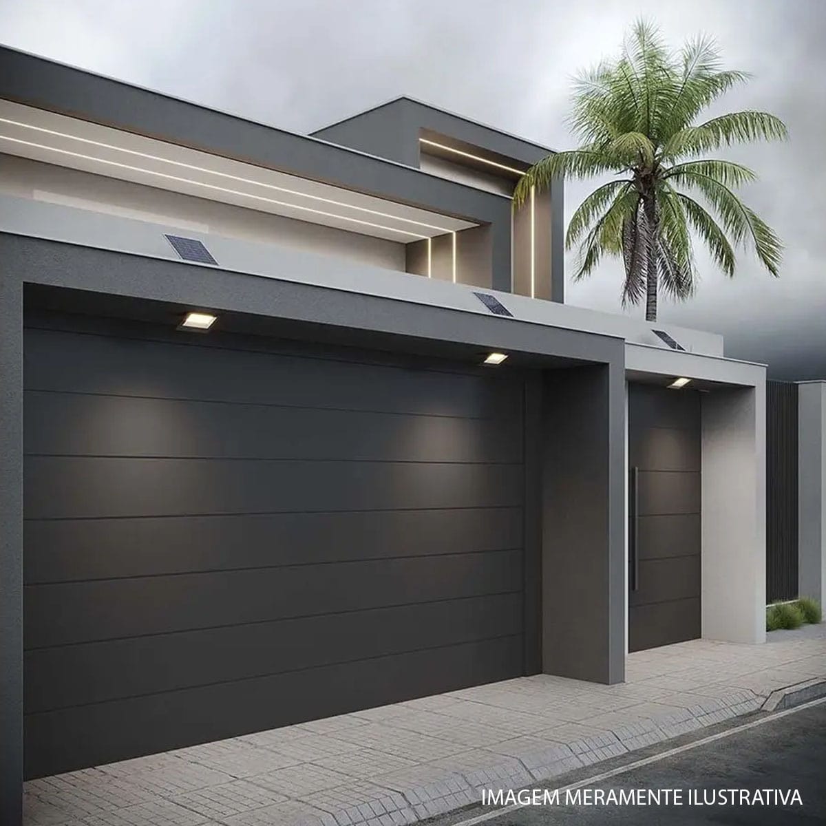 Luminária Refletor Solare Led Retangular Preto 100W 6500K Luz Branca 1800Lm 90G Com Painel/Sensor Presença Avant