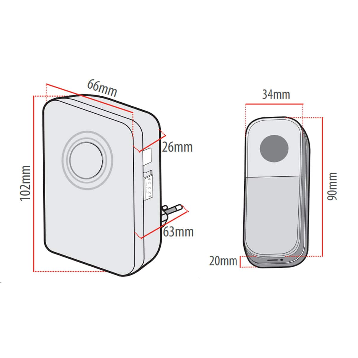 Campainha Digital Sem Fio Branco Tomada Bivolt 2 Pilhas AA 32 Melodias Avant