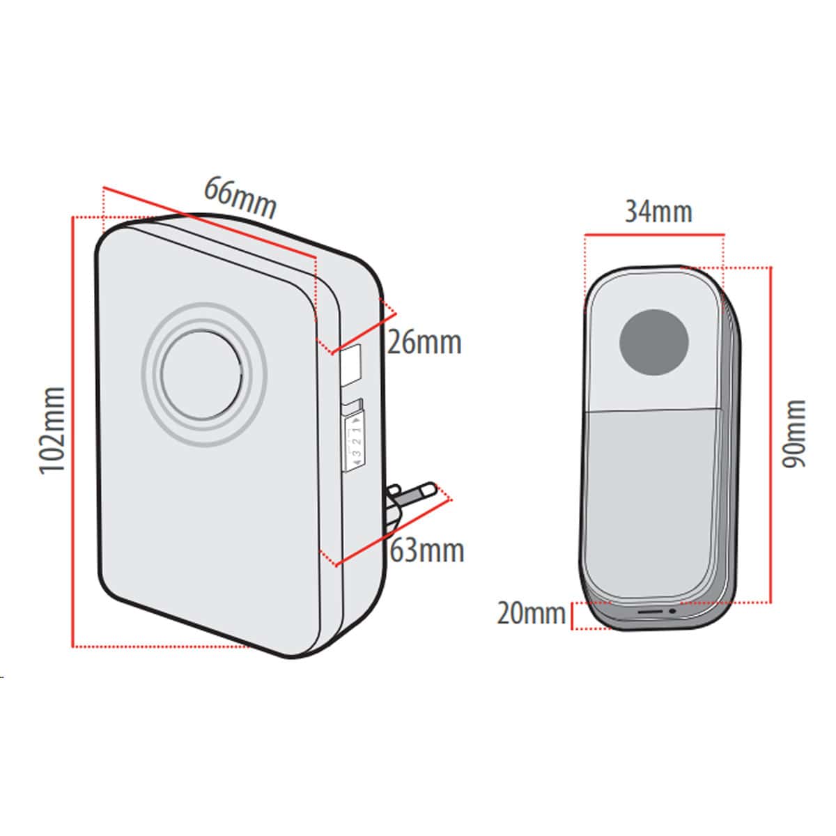 Campainha Digital Sem Fio Preto Tomada Bivolt 2 Pilhas AA 32 Melodias Avant