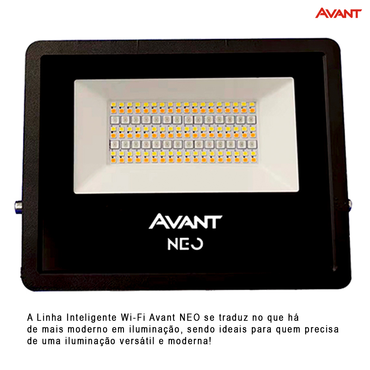 Luminária Refletor Led Retangular Sobrepor Preto 30W Bivolt 2700K-6500K/Rgb Luz Amarela/Neutra/Branca/Colorida 2100Lm Difusor Vidro Temperado Controle Comandos de Voz Avant