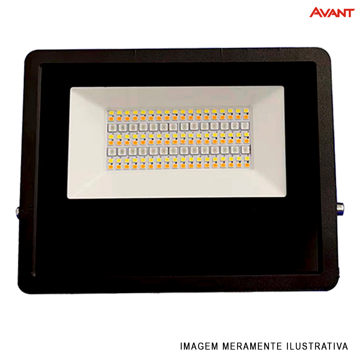 Luminária Refletor Led Retangular Sobrepor Preto 30W Bivolt 2700K-6500K/Rgb Luz Amarela/Neutra/Branca/Colorida 2100Lm Difusor Vidro Temperado Controle Comandos de Voz Avant