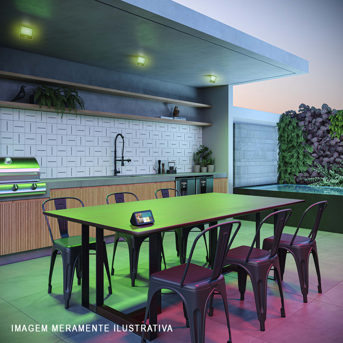 Luminária Refletor Led Retangular Sobrepor Preto 30W Bivolt 2700K-6500K/Rgb Luz Amarela/Neutra/Branca/Colorida 2100Lm Difusor Vidro Temperado Controle Comandos de Voz Avant