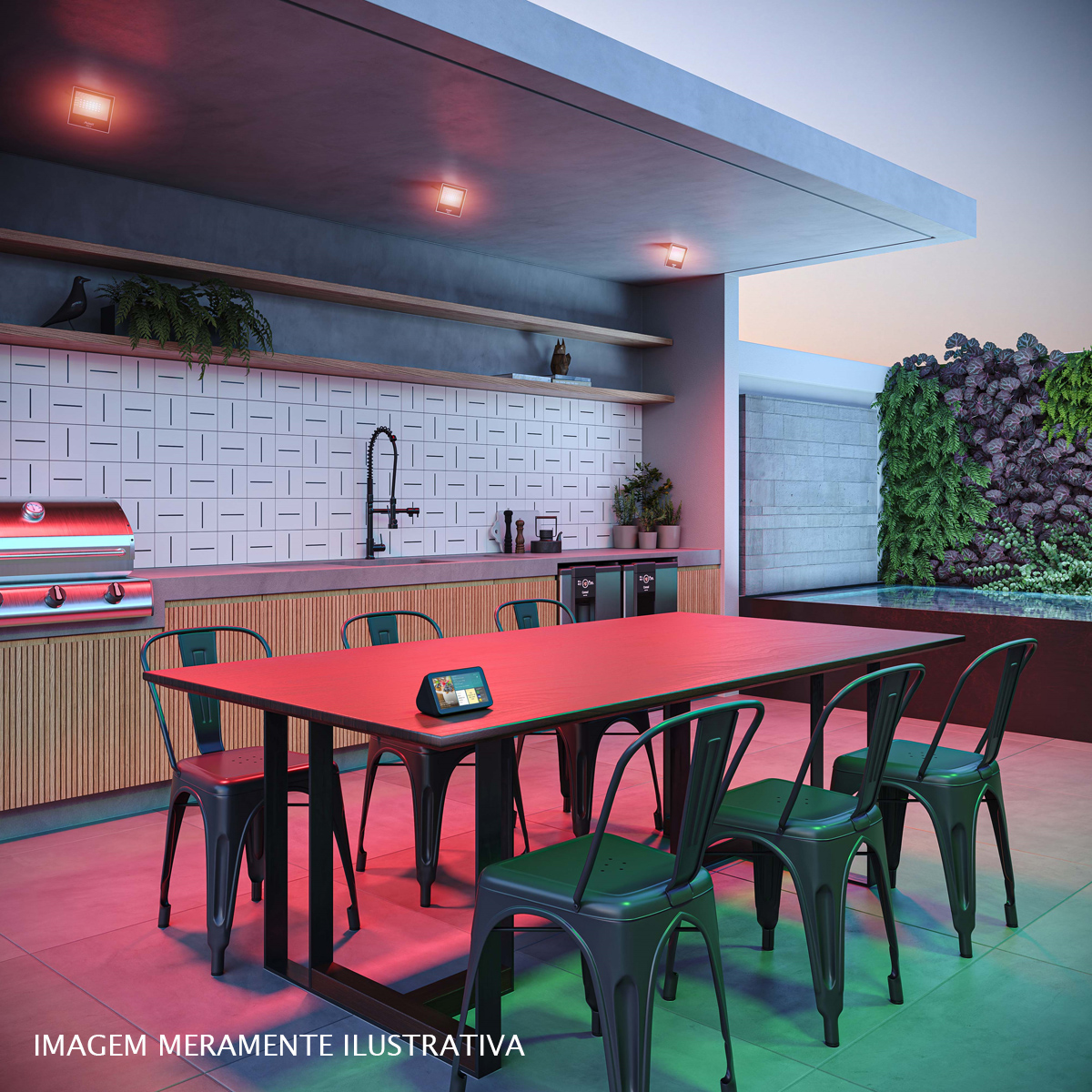 Luminária Refletor Led Inteligente Sobrepor Preto 50W Bivolt 2700K-6500K/Rgb 3500Lm Difusor Vidro Temperado Avant