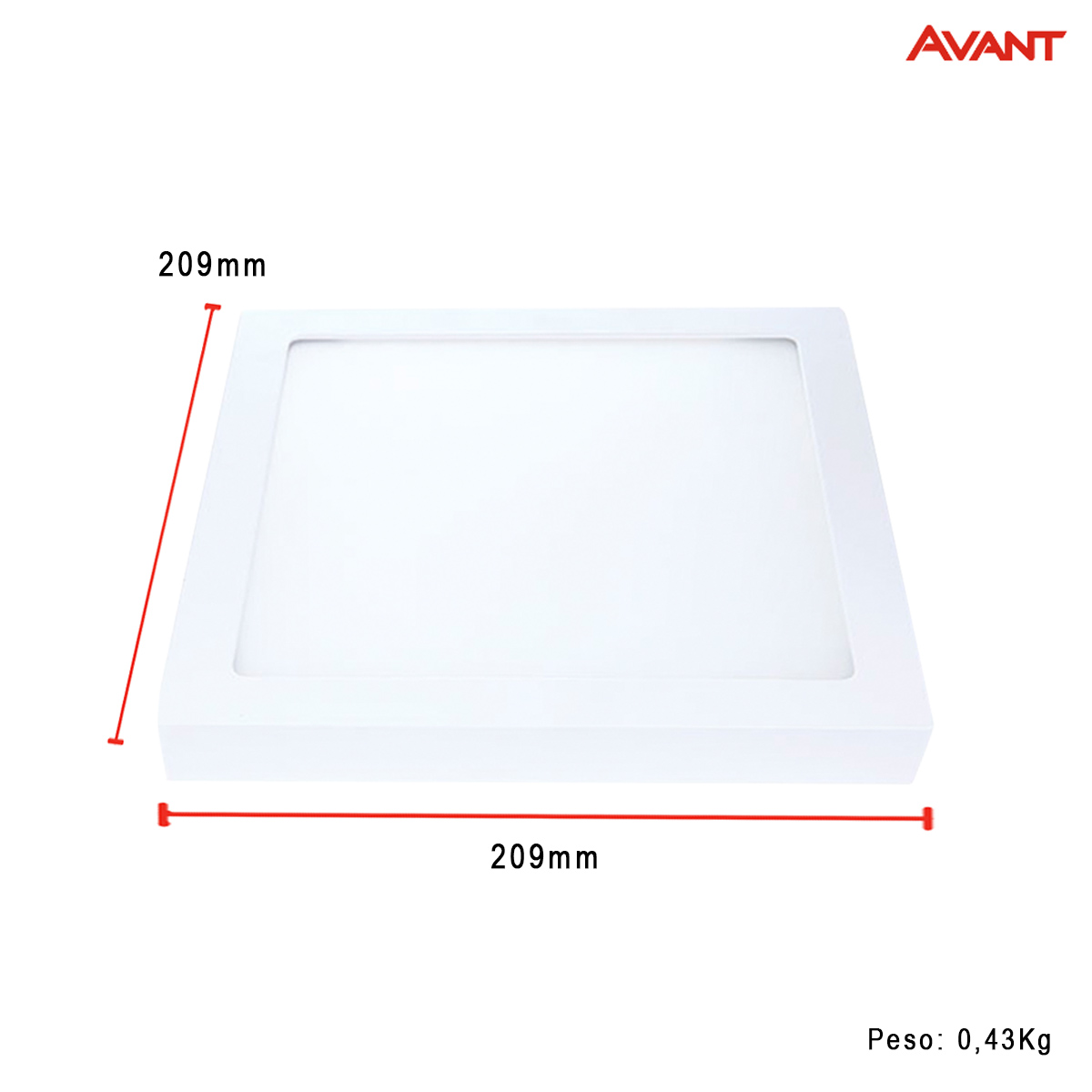 Luminária Painel Led Sobrepor Inteligente Wifi Branco 18W Bivolt 2700K-6500K Luz Amarela/Neutra/Branca 1260Lm Avant
