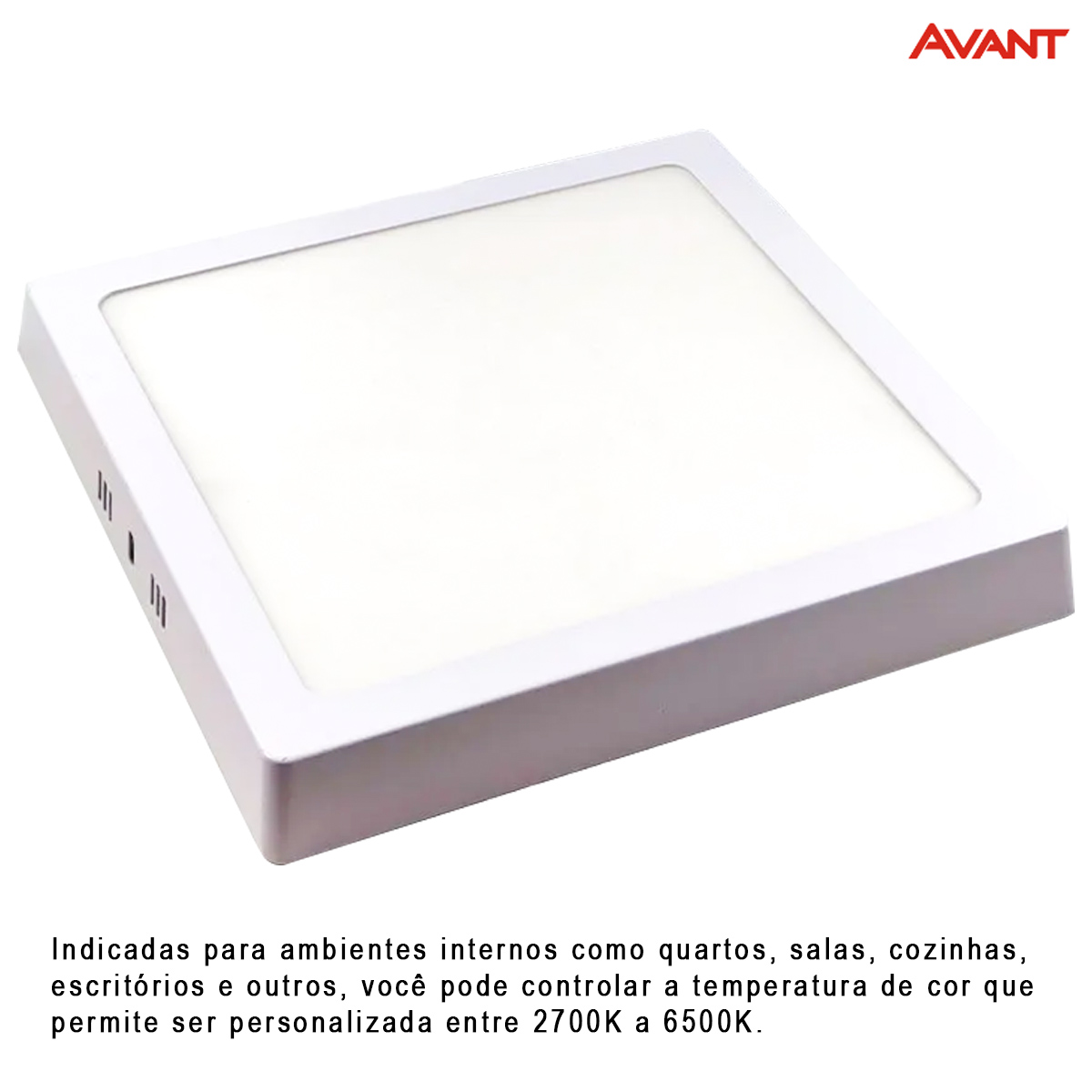 Luminária Painel Led Sobrepor Inteligente Wifi Branco 18W Bivolt 2700K-6500K Luz Amarela/Neutra/Branca 1260Lm Avant