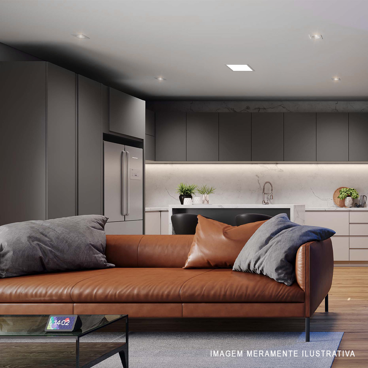 Luminária Painel Led Sobrepor Inteligente Wifi Branco 18W Bivolt 2700K-6500K Luz Amarela/Neutra/Branca 1260Lm Avant