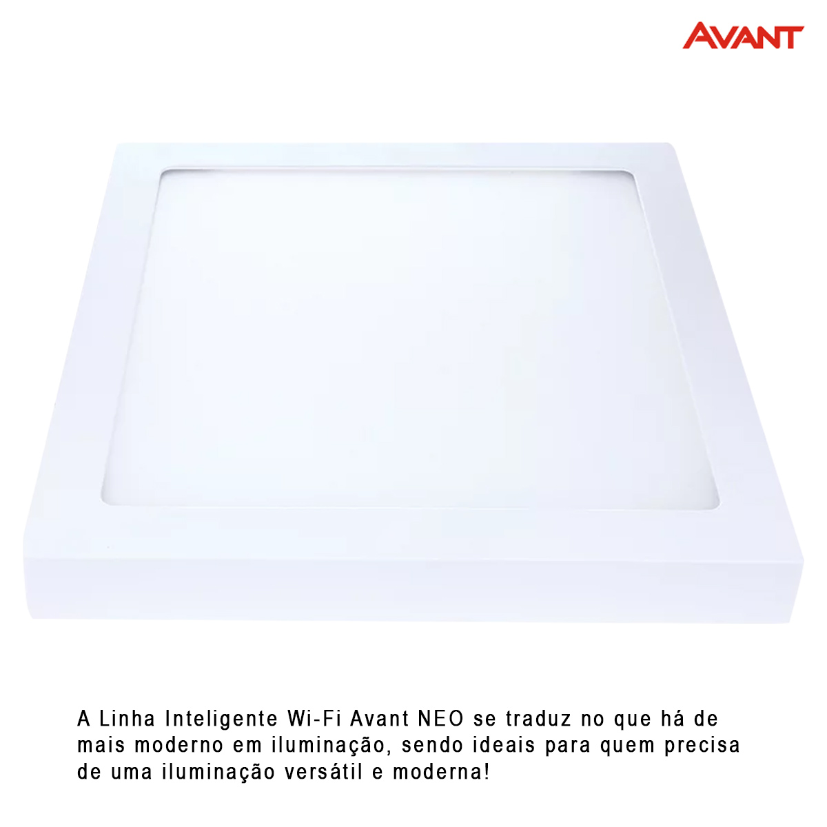 Luminária Painel Led Sobrepor Inteligente Wifi Branco 24W Bivolt 2700K-6500K 1680Lm Avant