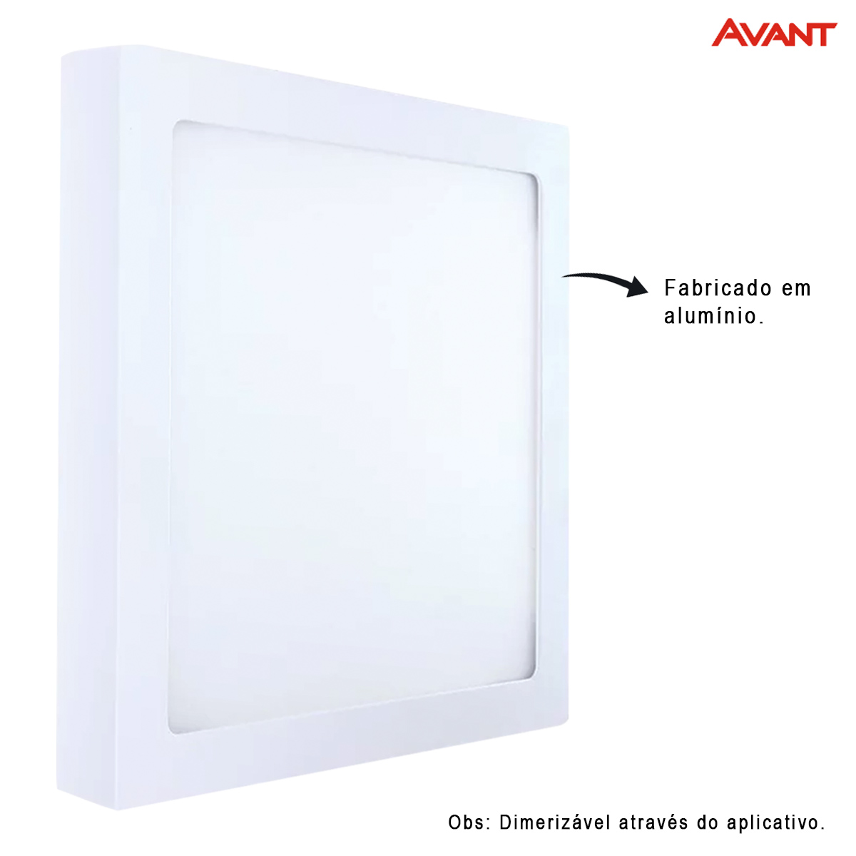 Luminária Painel Led Sobrepor Inteligente Wifi Branco 24W Bivolt 2700K-6500K 1680Lm Avant