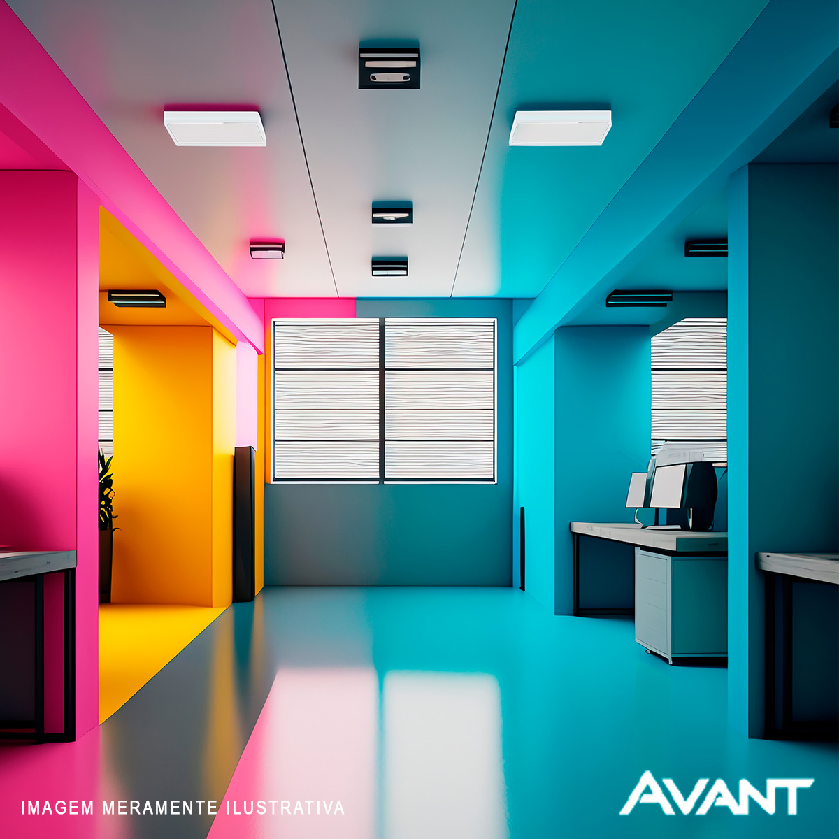 Luminária Painel Led Sobrepor Inteligente Wifi Branco 24W Bivolt 2700K-6500K 1680Lm Avant