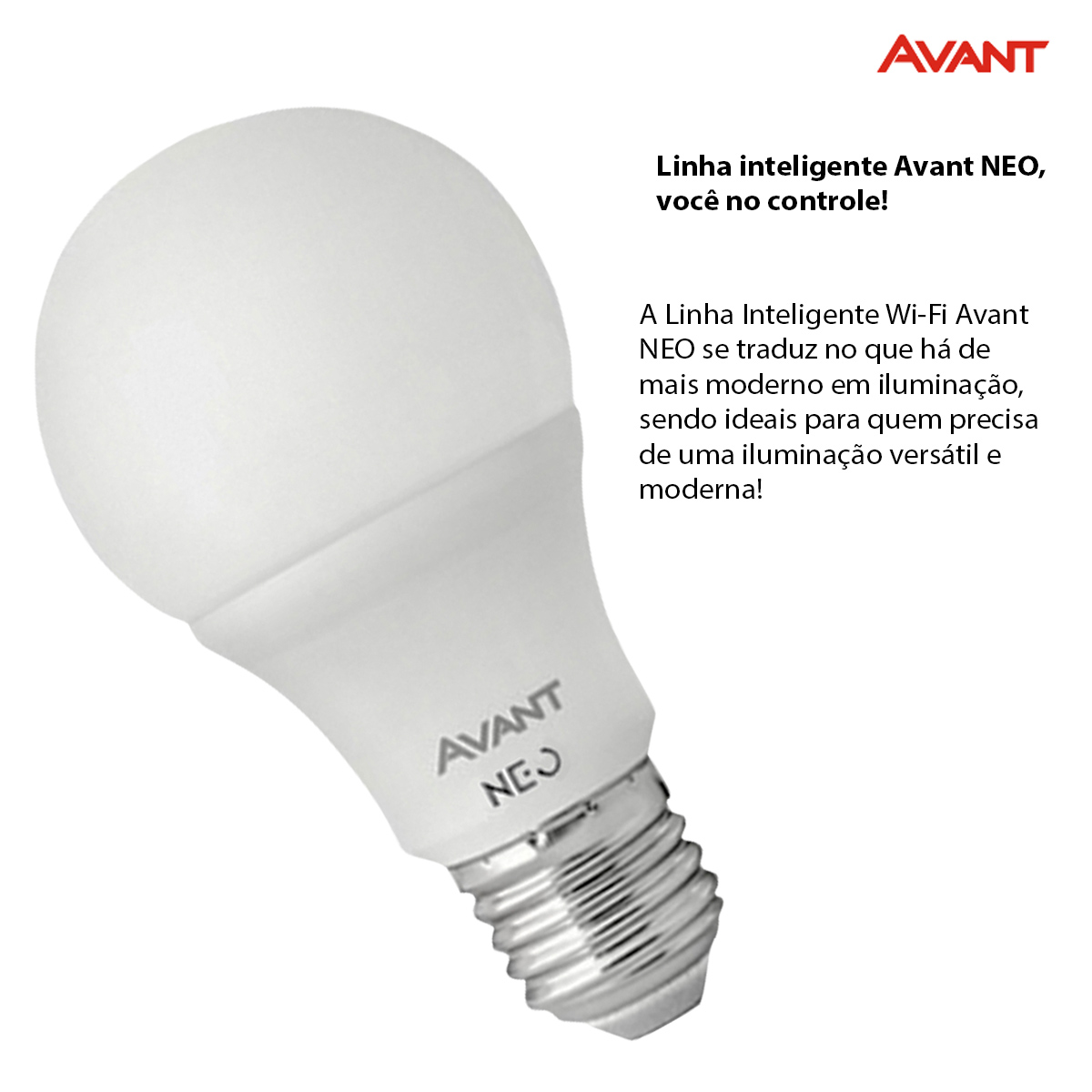 Lâmpada Led Inteligente Wifi P60 10W Bivolt E27 2700K-6500K/Rgb 810Lm 60x118mm Avant