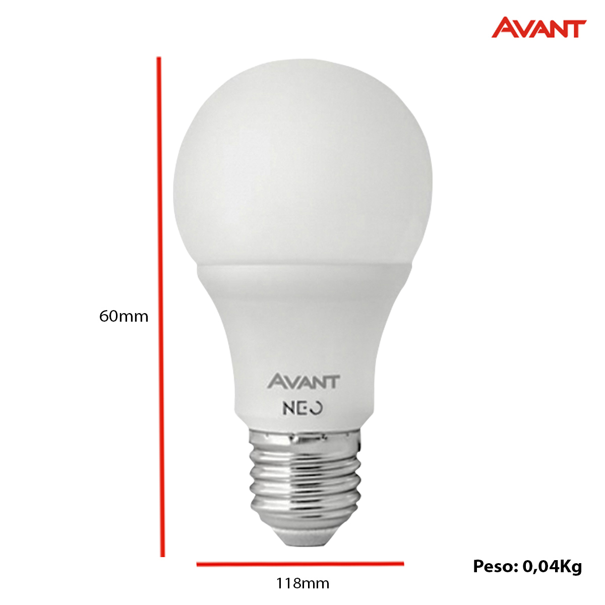 Lâmpada Led Inteligente Wifi P60 10W Bivolt E27 2700K-6500K/Rgb 810Lm 60x118mm Avant