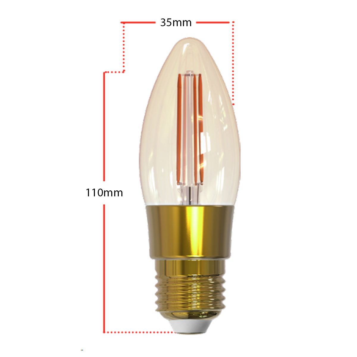 Lâmpada Led Vela 5W Bivolt E27 1800K-2700K Luz Amarela 400Lm Inteligente 110x35mm Avant